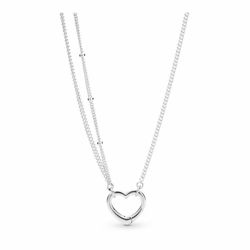 Pandora Open Heart Necklace Clearance NZ, Sterling Silver (493206-KPS)